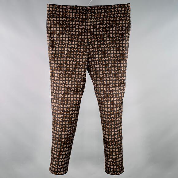 ALEXANDER MCQUEEN Size 34 Black Red Yellow Paisley Wool Silk Dress Pants - Picture 1 of 9